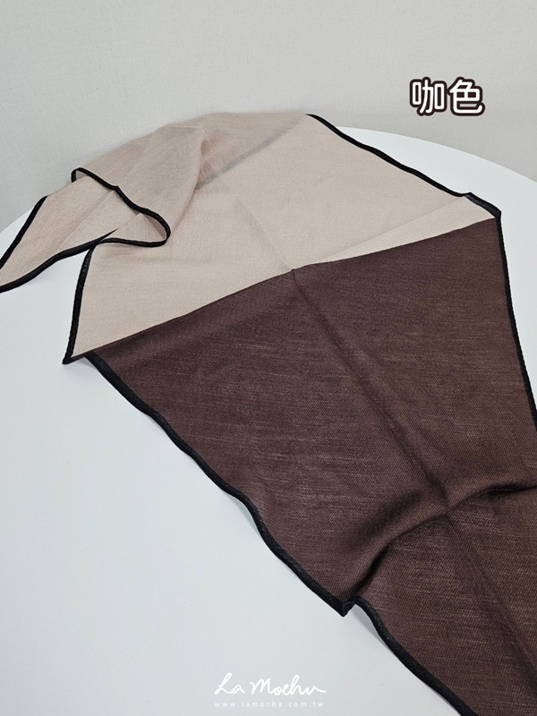 拼色滾邊蠶絲絲巾